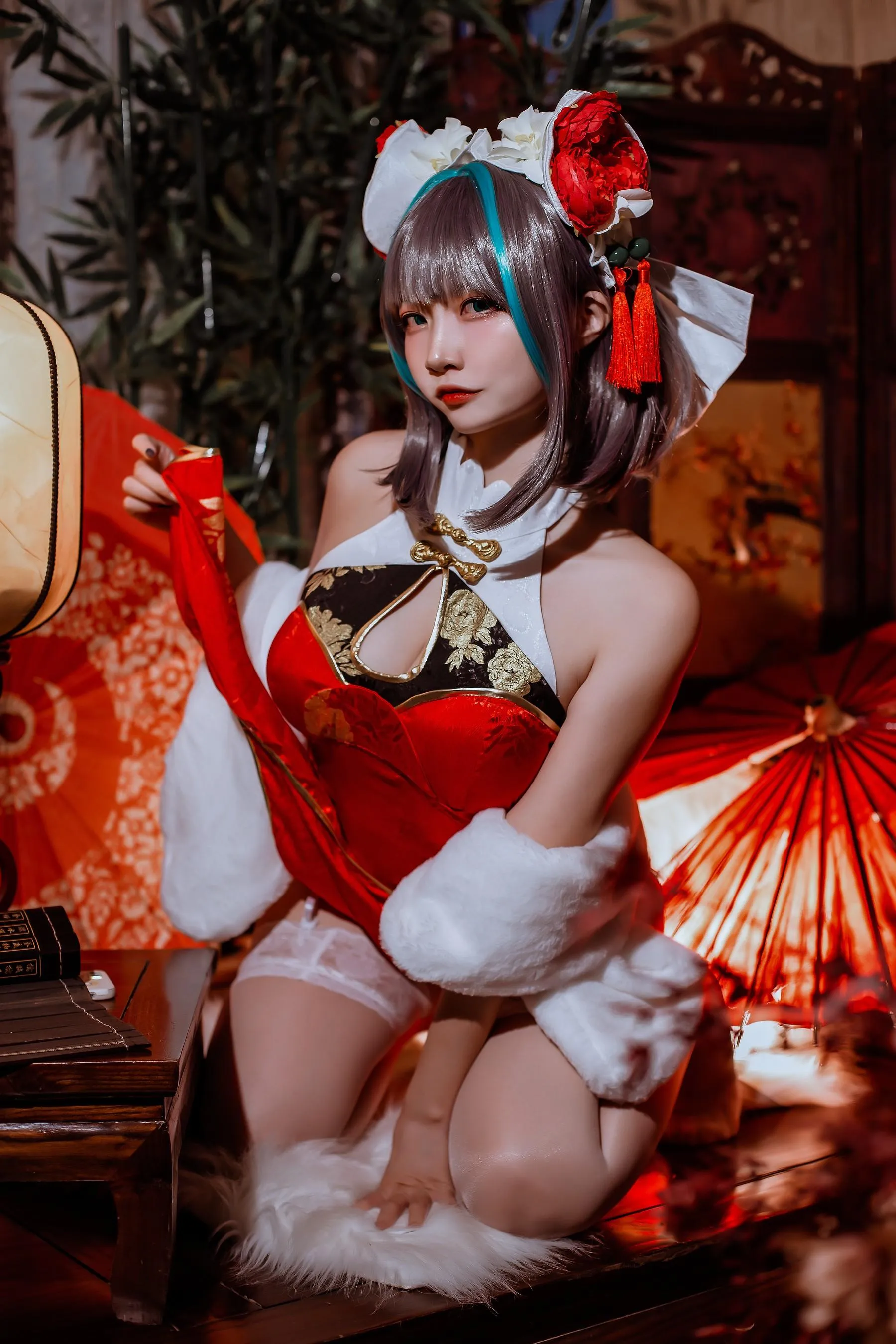 二佐Nisa – NO.151 碧蓝柴郡旗袍 [33P]插图6
